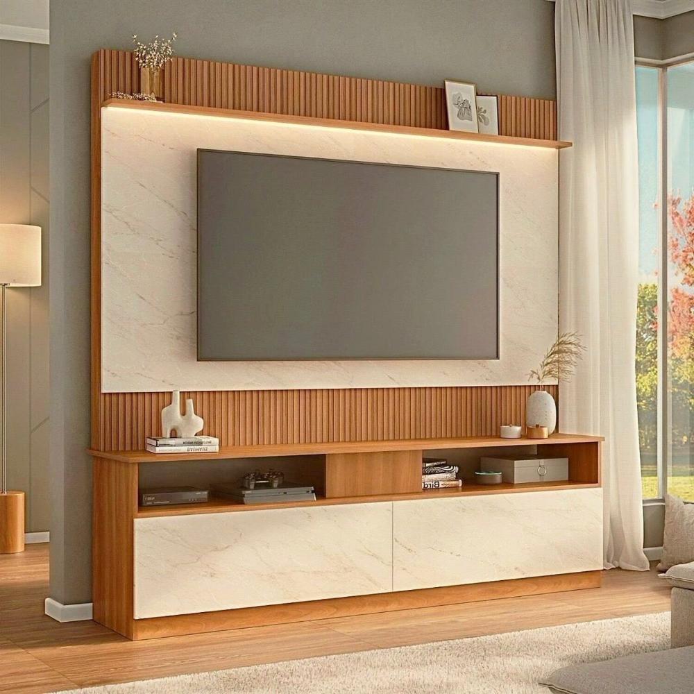 Rack com Painel para TV 70 Polegadas Rio Branco Manchester/ Mármore