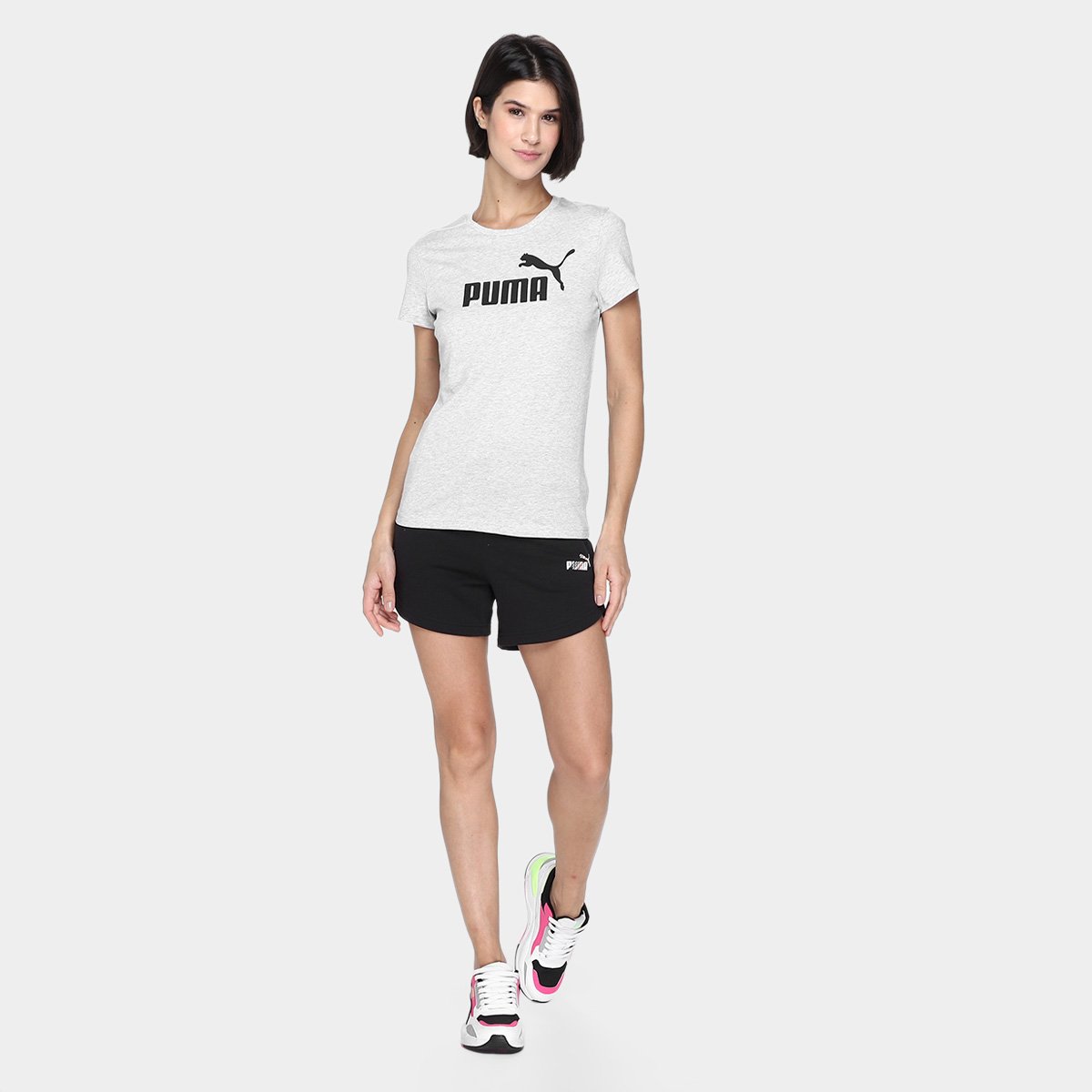 Miniatura Camiseta Puma Logo N. 1 Feminina Cinza - G