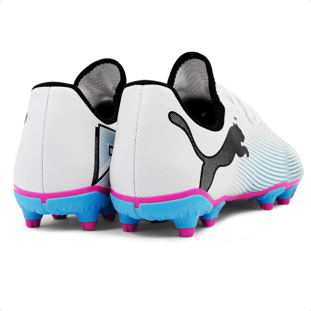 Miniatura Chuteira Campo Puma Future 7 Play FG/AG Juvenil Branco / Azul Claro - 34