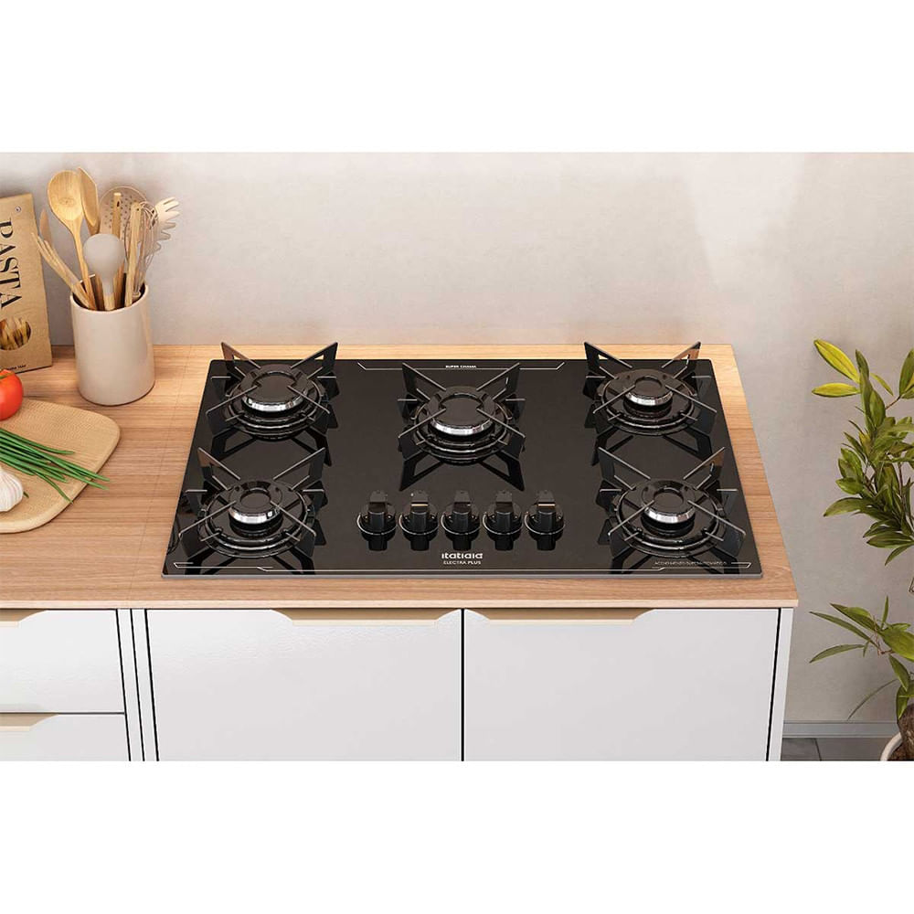 Miniatura Cooktop 5 Bocas Electra Plus Mesa de Vidro Itatiaia Preto - Bivolt
