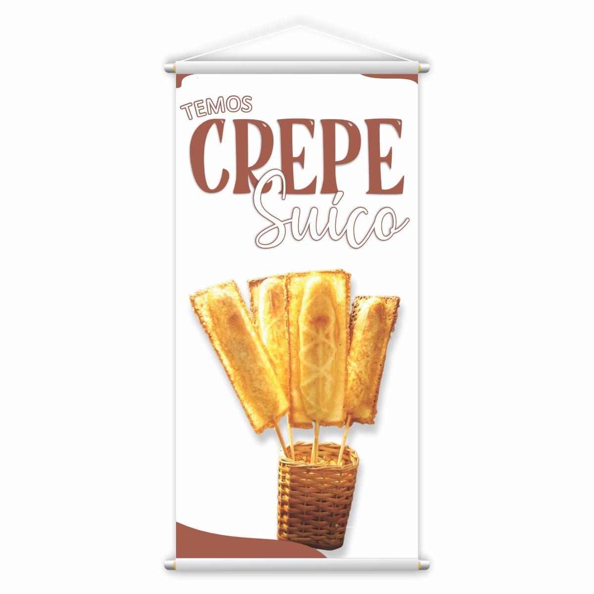 Miniatura Banner Crepe Suíço Preço Fundo Branco Comida Lona 60X40Cm