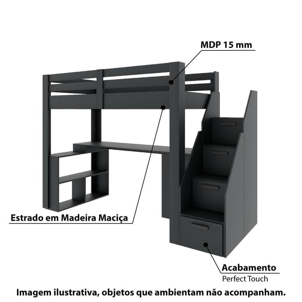 Miniatura Cama Alta Star Plus Office Gamer Casatema Preto