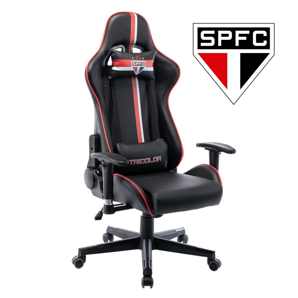 Miniatura Cadeira Gamer São Paulo SPFC 3318 Espresso Móveis Preta/Vermelha