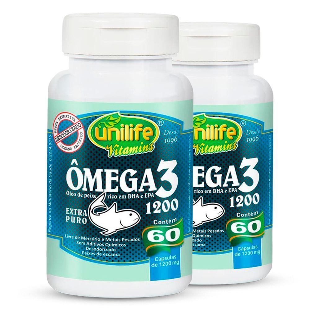 Miniatura Kit 2 ômega 3 óleo De Peixe 1200mg 60 Cápsulas Unilife