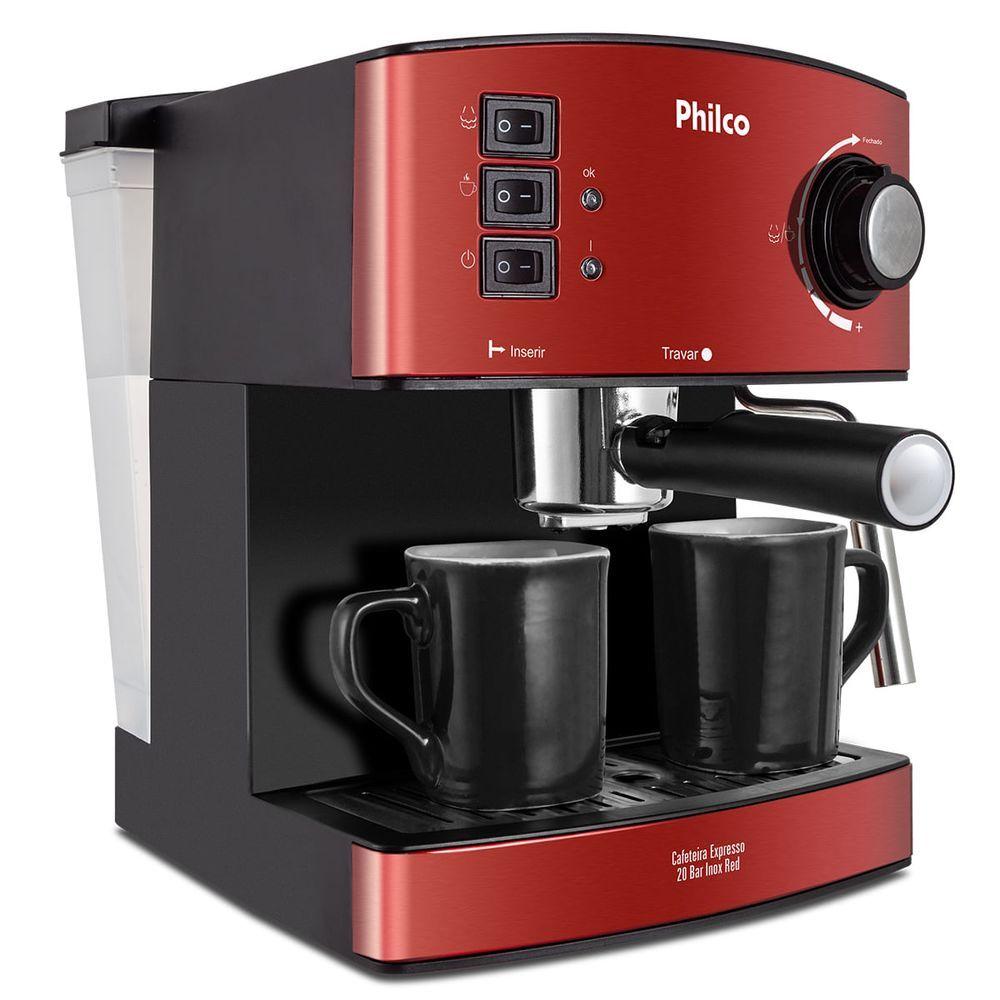 Cafeteira Expresso & Cápsulas Philco 20 Bar Inox Red PCF24 110V
