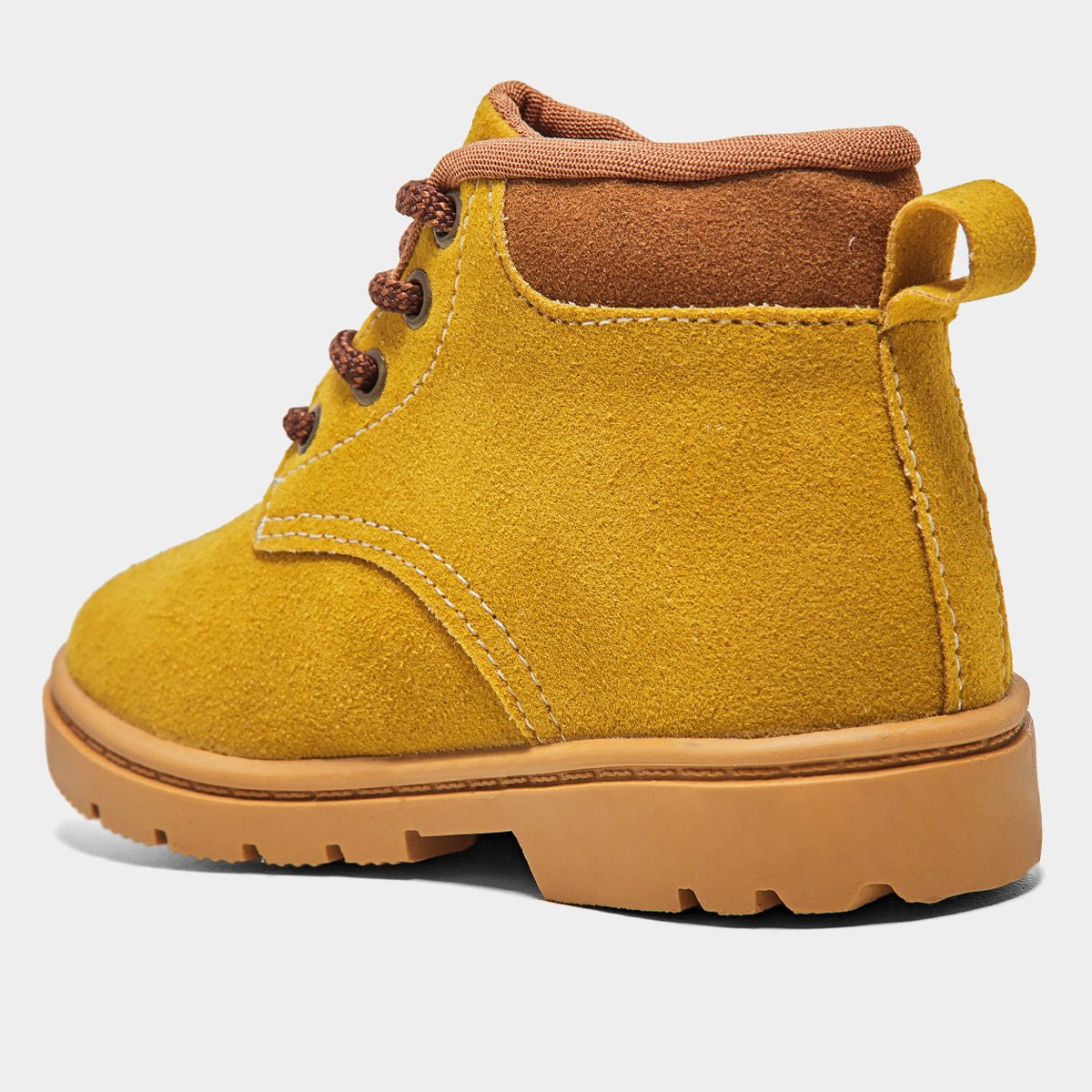 Miniatura Bota Coturno Juvenil Kurz Cano Médio Tratorada Menino Mostarda+Marrom - 25