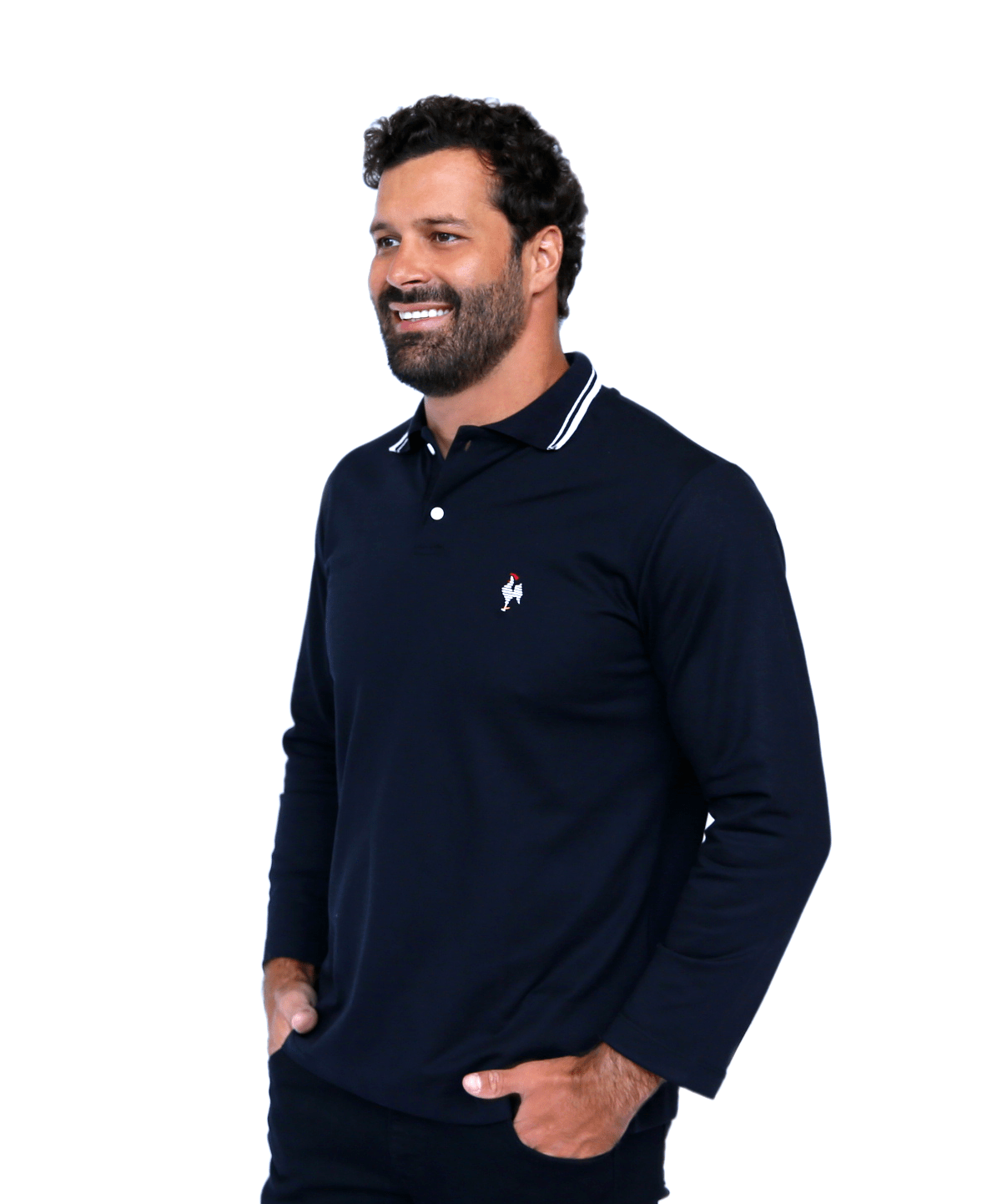 Miniatura Camisa Polo Masculina Manga Longa - Preta G