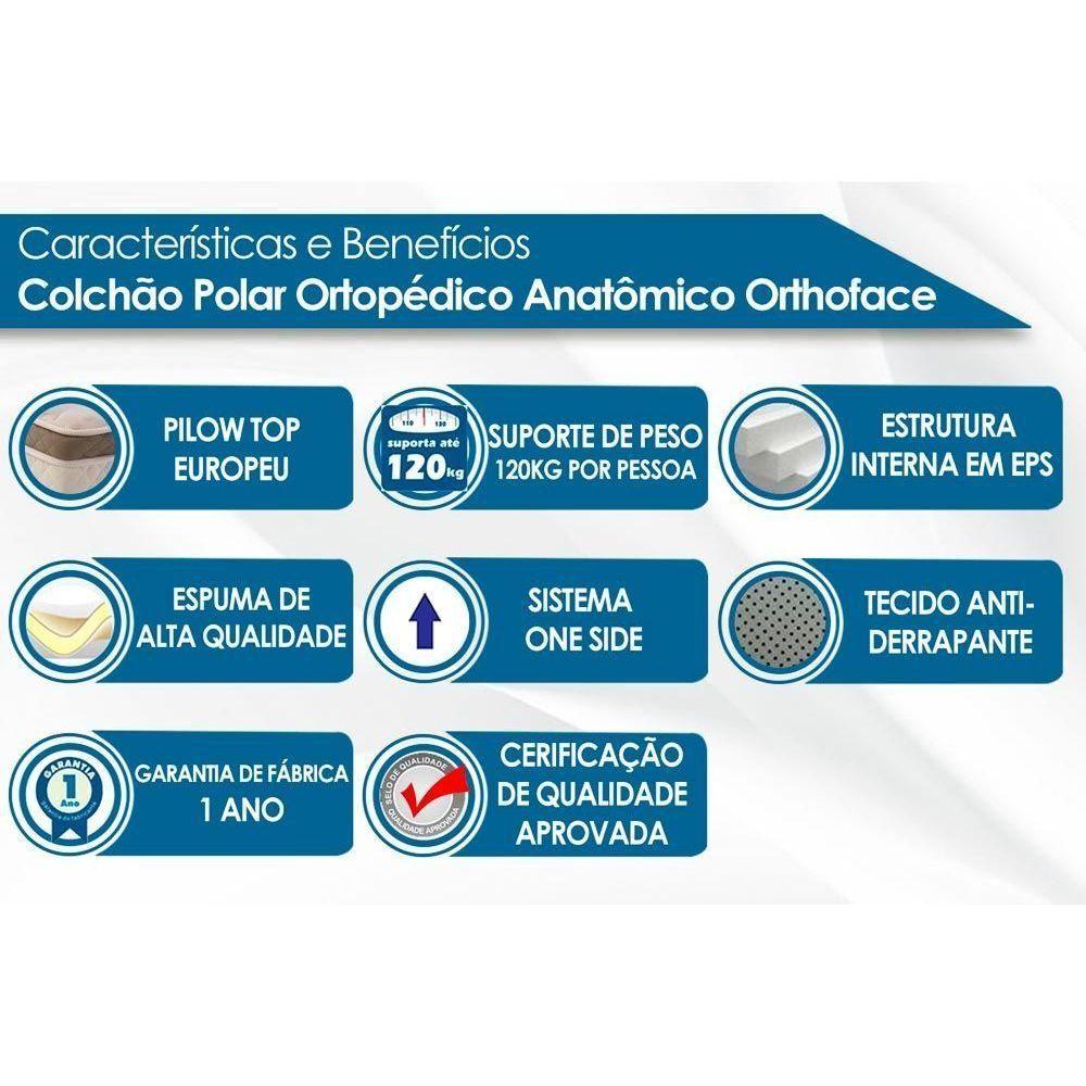 Miniatura Cama Box Baú Queen: Colchão Anatômico Polar D28 / Ep Orthoface Class + Base Crc Suede Clean(158X198)