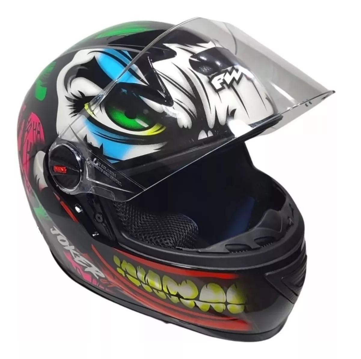 Miniatura Capacete Moto Fechado Fw3 Gt Joker Coringa Brilhante Tama 60