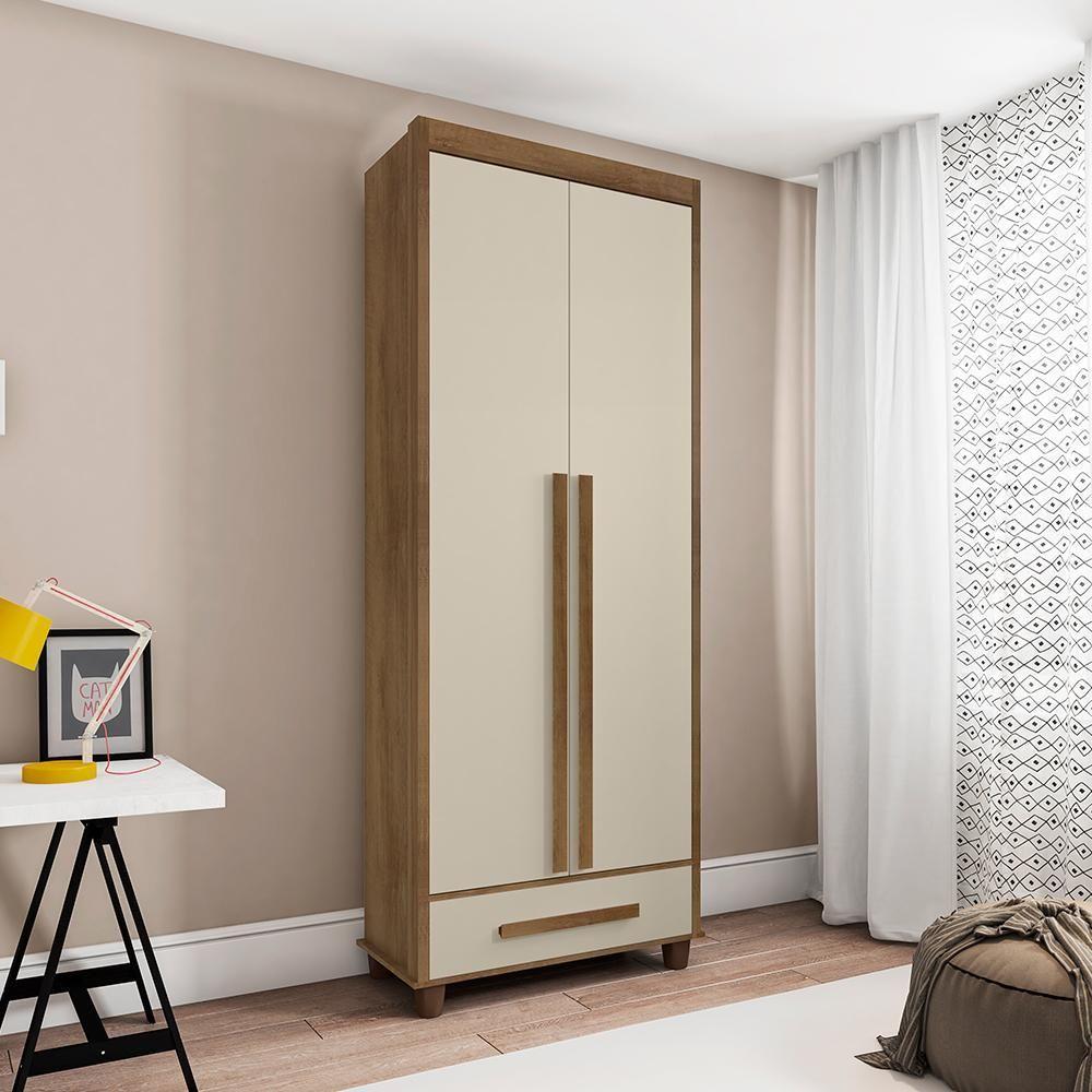 Miniatura Guarda Roupa Com 2 Portas Trento Cinamomo Off White