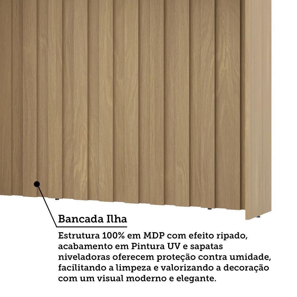 Cozinha Modulada Completa Com Bancada Ilha 8 Peças Com Tampo Freijó/freijó Brasil/Petala Rosa