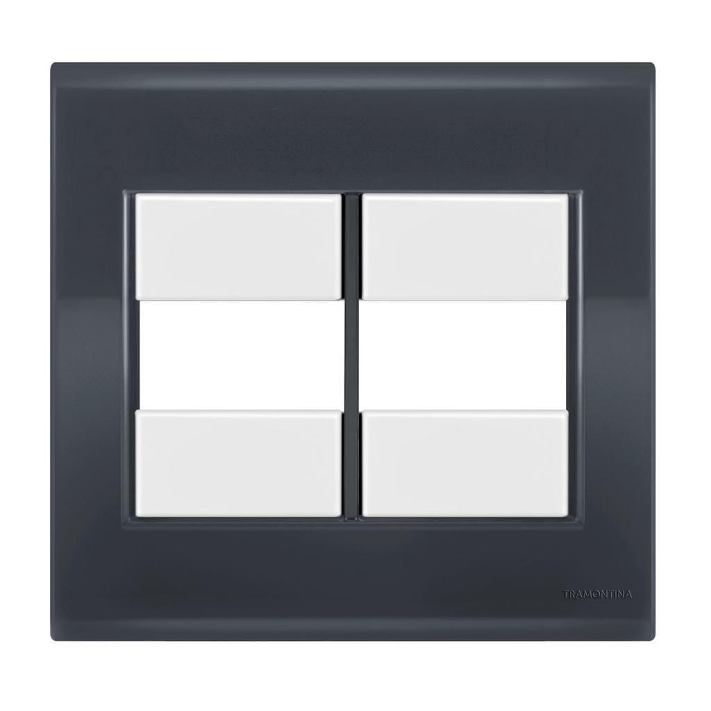 Miniatura Placa 2 Módulos 4X4 - Tramontina Liz Grafite / Branco