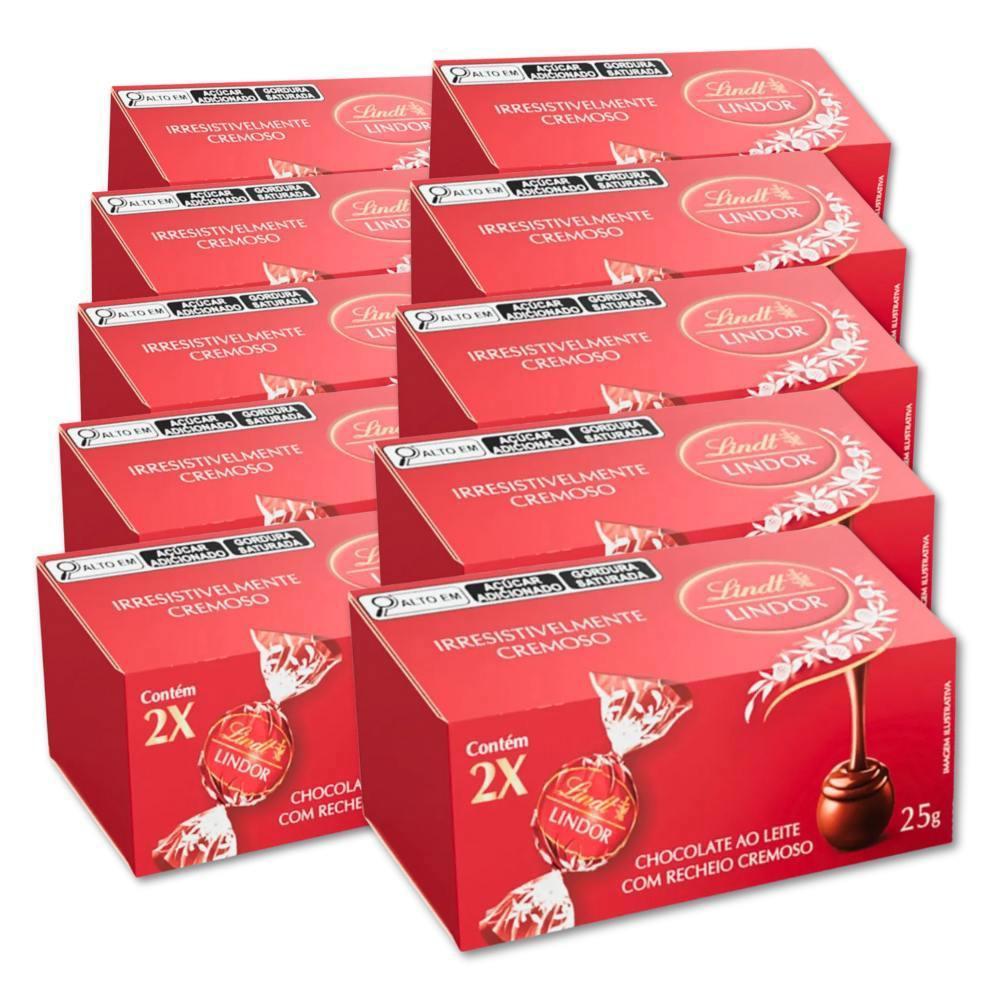 Miniatura Trufa Lindt Lindor Duo Milk Ao Leite Kit 10 Caixas De 25G
