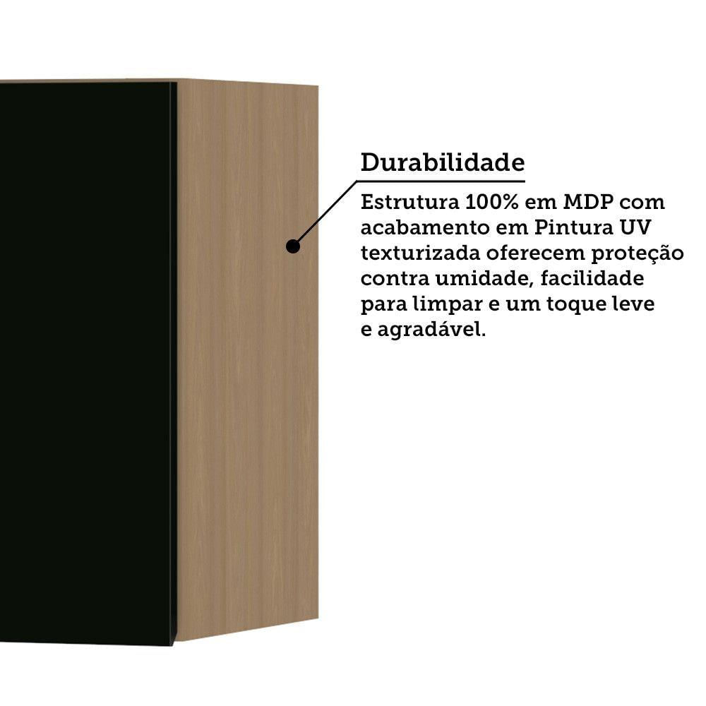 Miniatura Armário Aéreo Para Geladeira 80cm 2 Portas Slim Luciane Móve Freijó/preto