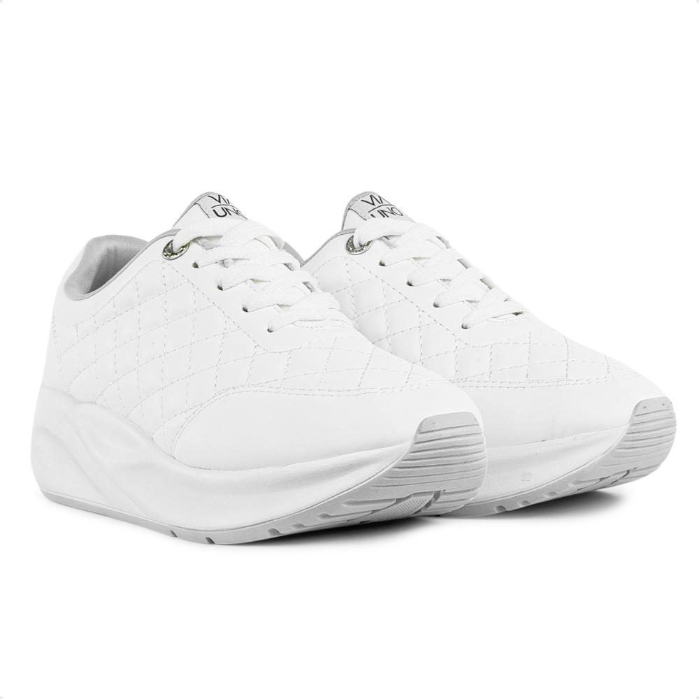 Miniatura Tênis Via Uno Moda Plataforma Feminino Branco / Cinza - 38
