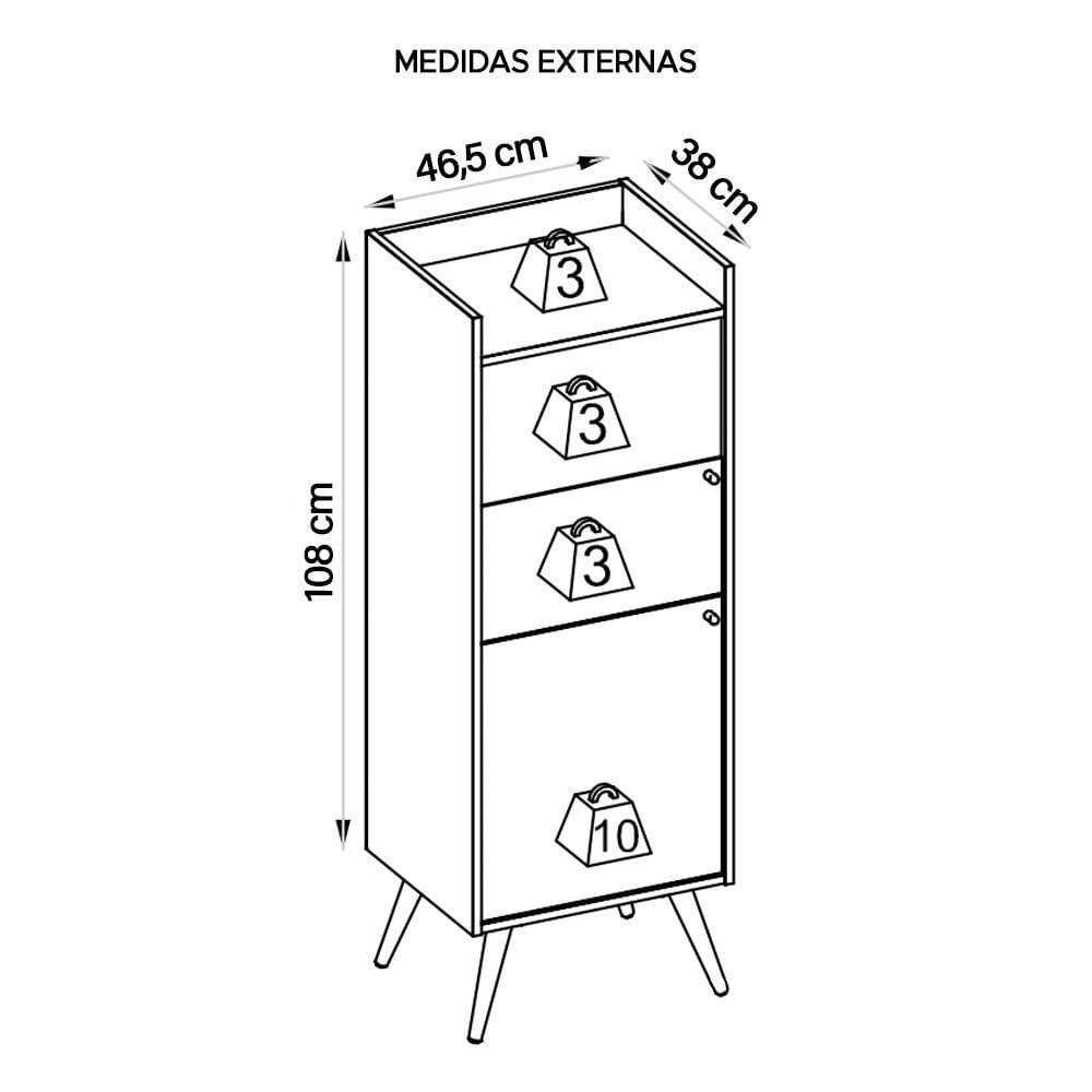 Miniatura Cristaleira 2 Portas Pés De Ferro Style Marrom Caemmun