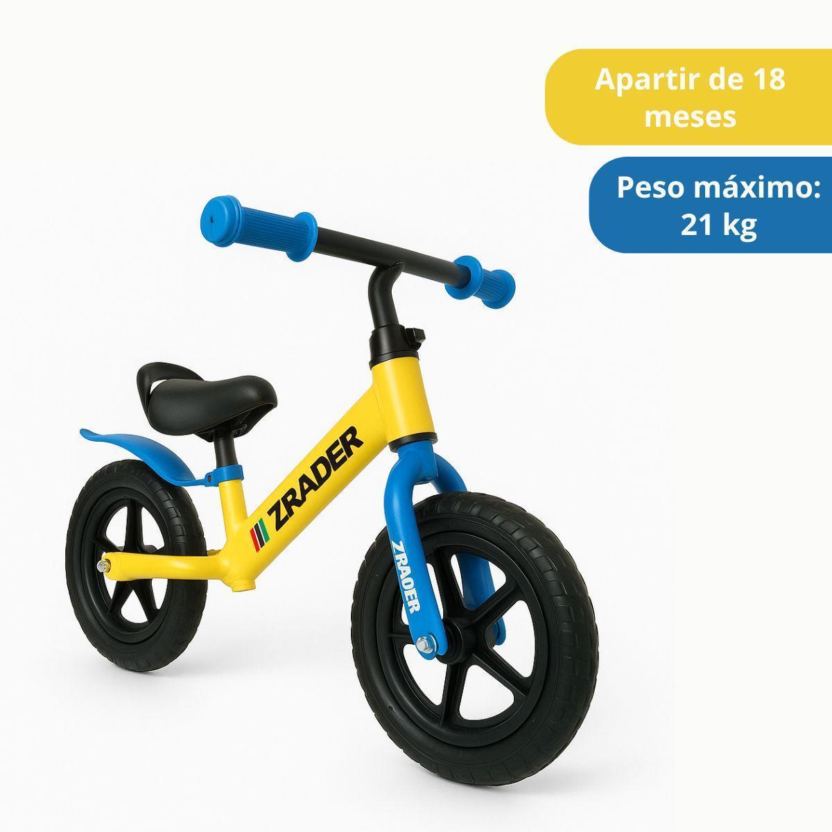Miniatura Bicicleta Bike Infantil Equilíbrio Sem Pedal Zrader Amarela