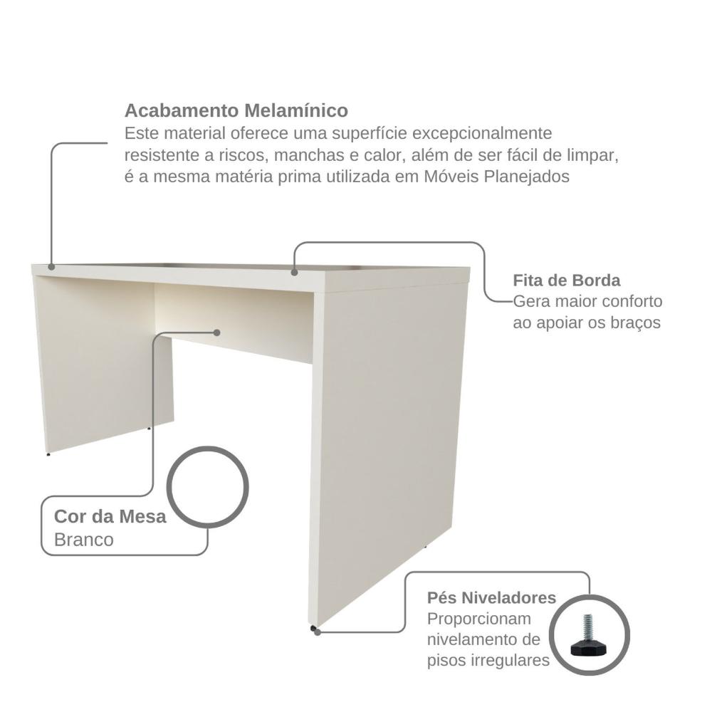 Conjunto Escritório / Home Office Kit com Mesa, Gaveteiro e Prateleira