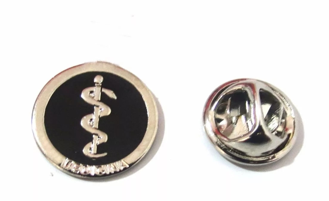 Miniatura Broche Medicina Médica Folheado Níquel
