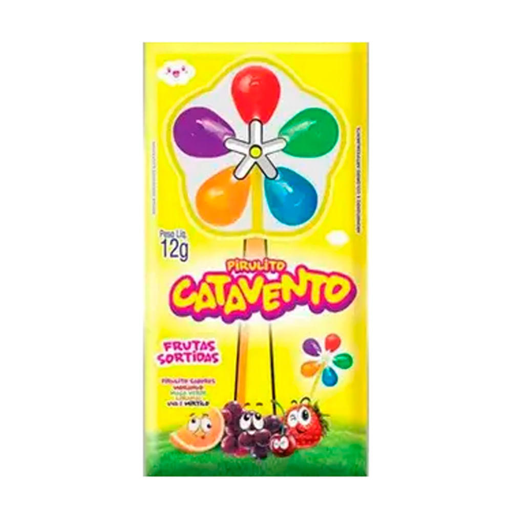 Miniatura Pirulito Catavento Frutas Sabores Sortidos 12g com 1 Unidade