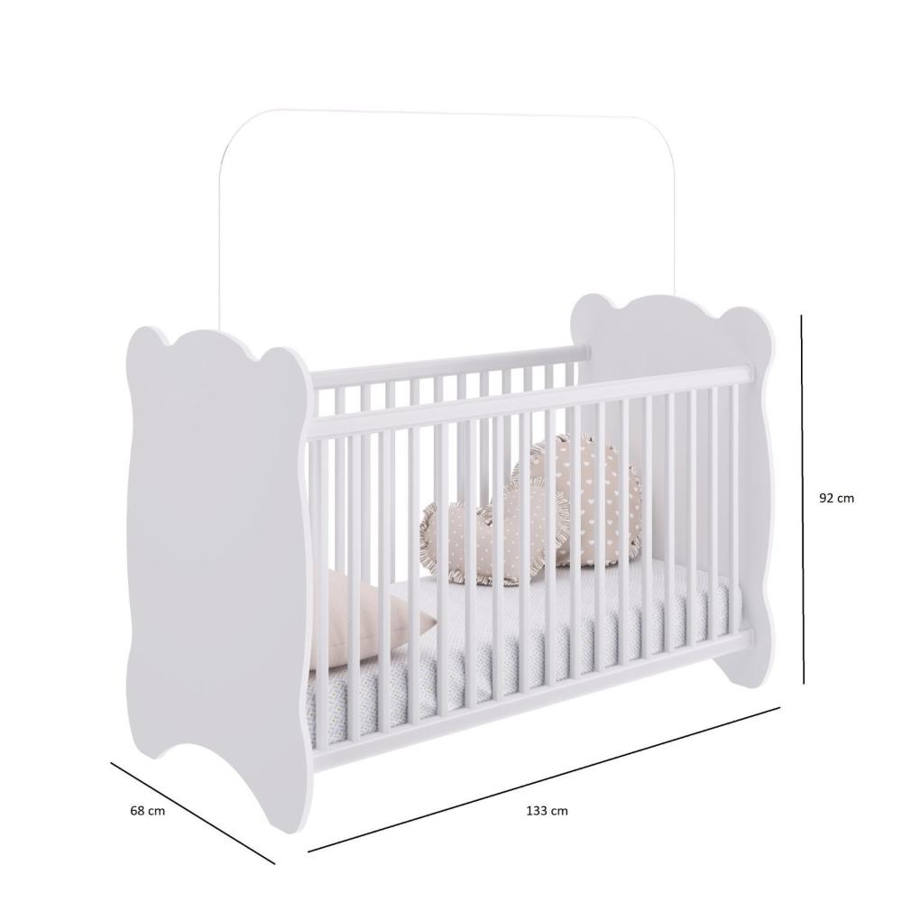 Miniatura Quarto de Bebê Completo Berço com Roupeiro 2 Portas 2 Gavetas Estrela Móveis Percasa Branco