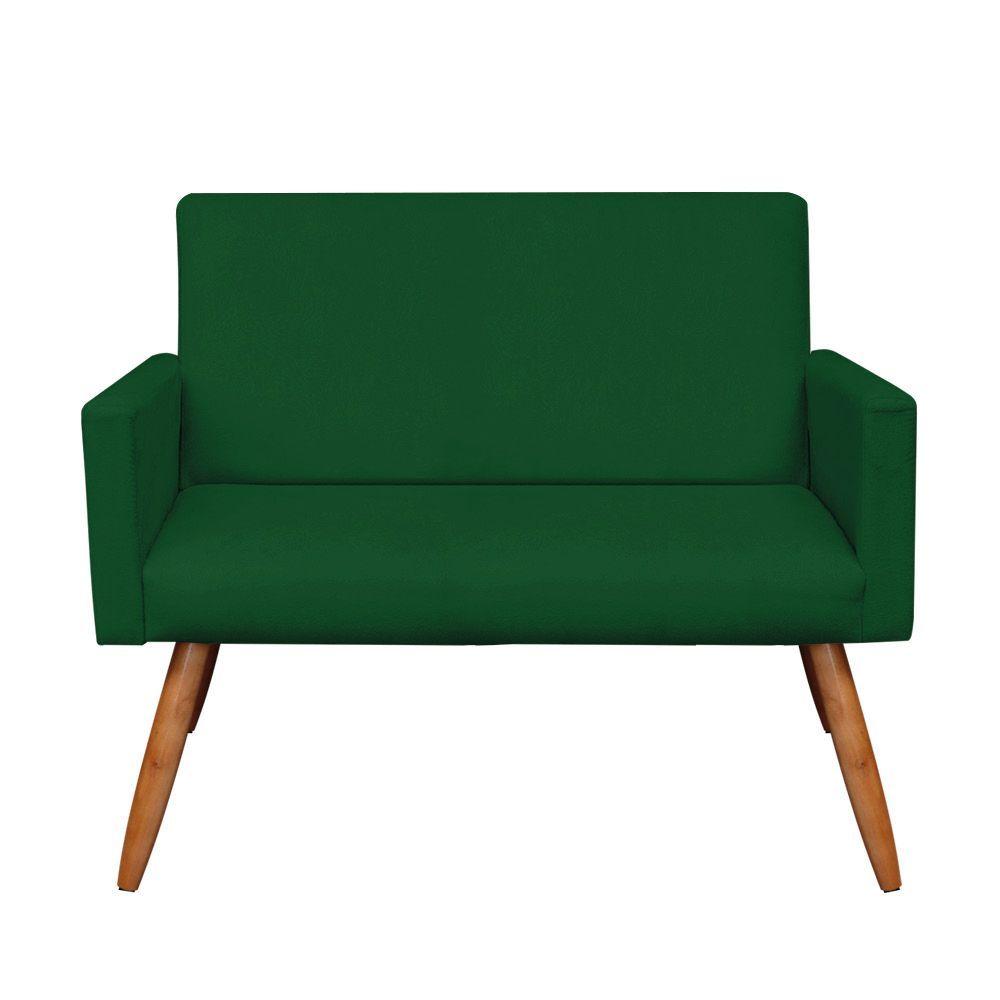 Miniatura Kit 2 Poltronas/Namoradeira Veludo Pés Palito Castanho Verde