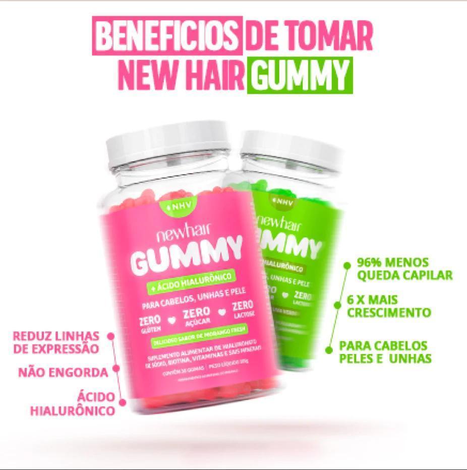 Miniatura New Hair Gummy Vitamina +Ácido Hialurônico - 2 Potes 60Gomas