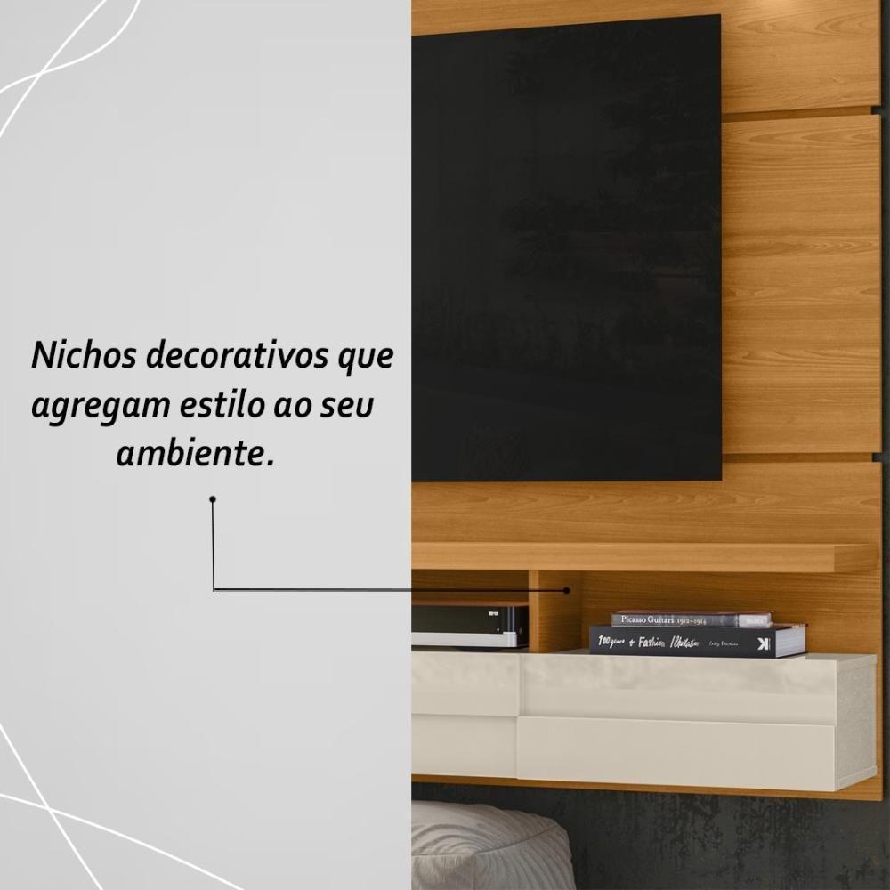 Miniatura Painel Bancada Suspensa Com Led Tvs Até 60 Polegadas Lana 1.8 - Cinamomo Off White