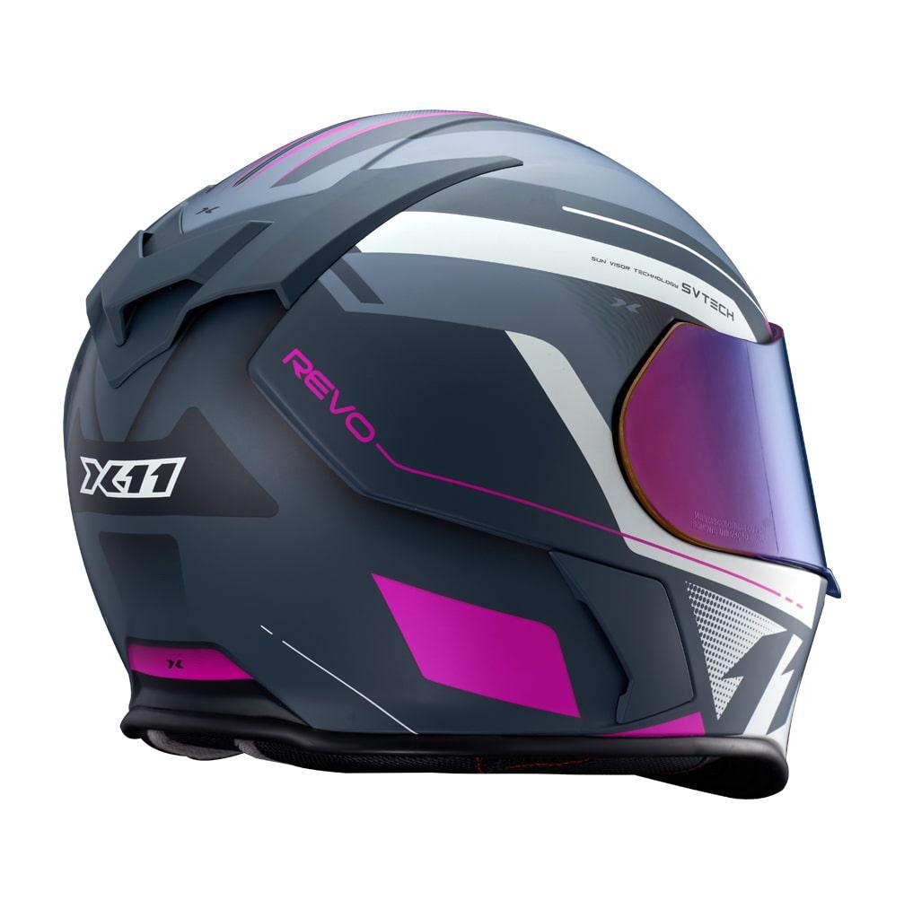 Miniatura Capacete X11 Revo Pro Eleven Sv Com Viseira Extra Rosa Fosco Fosco - Rosa - Capacete - Estrada - Removível e lavável - X11 Expert Riders - Revo - 58