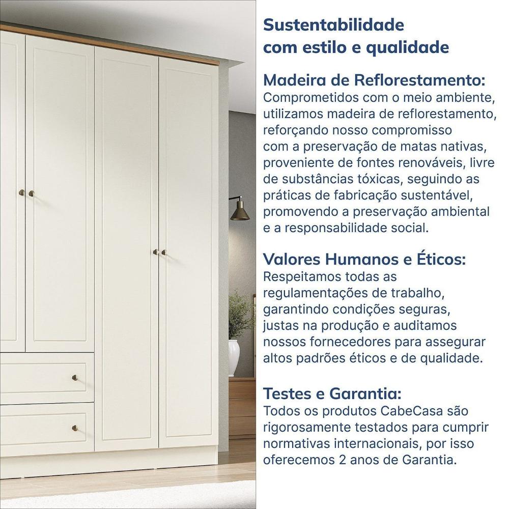 Guarda-roupa Solteiro 4 Portas 2 Gavetas Ananda Cabecasa Madeiramadeira OFFWHITE