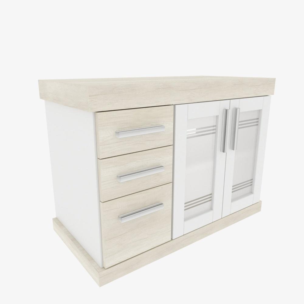 Miniatura Gabinete para Banheiro 80cm 3 Gavetas 2 Portas Imola Darabas Agardi Mezzo Blanco