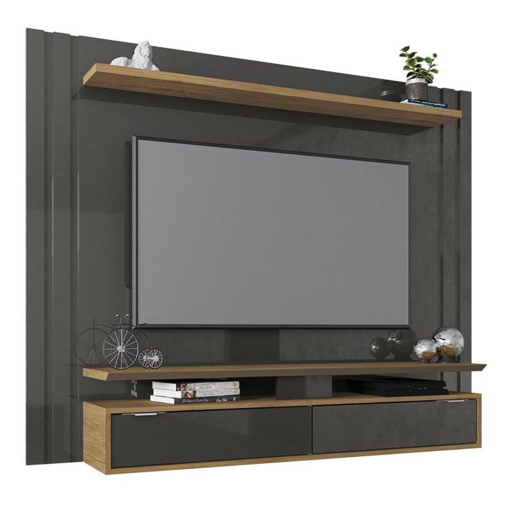 Miniatura Painel Suspenso Para Tv Chile Grafite Perolizado/freijó - Fdecor