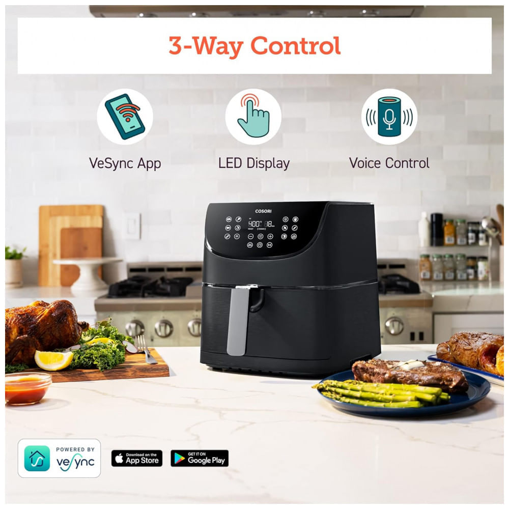 Miniatura AirFryer 11 em 1 com 5.5 Litros de Capacidade e Controle por APP e Painel Digital COSORI, 110V 1700W, Preto 110v