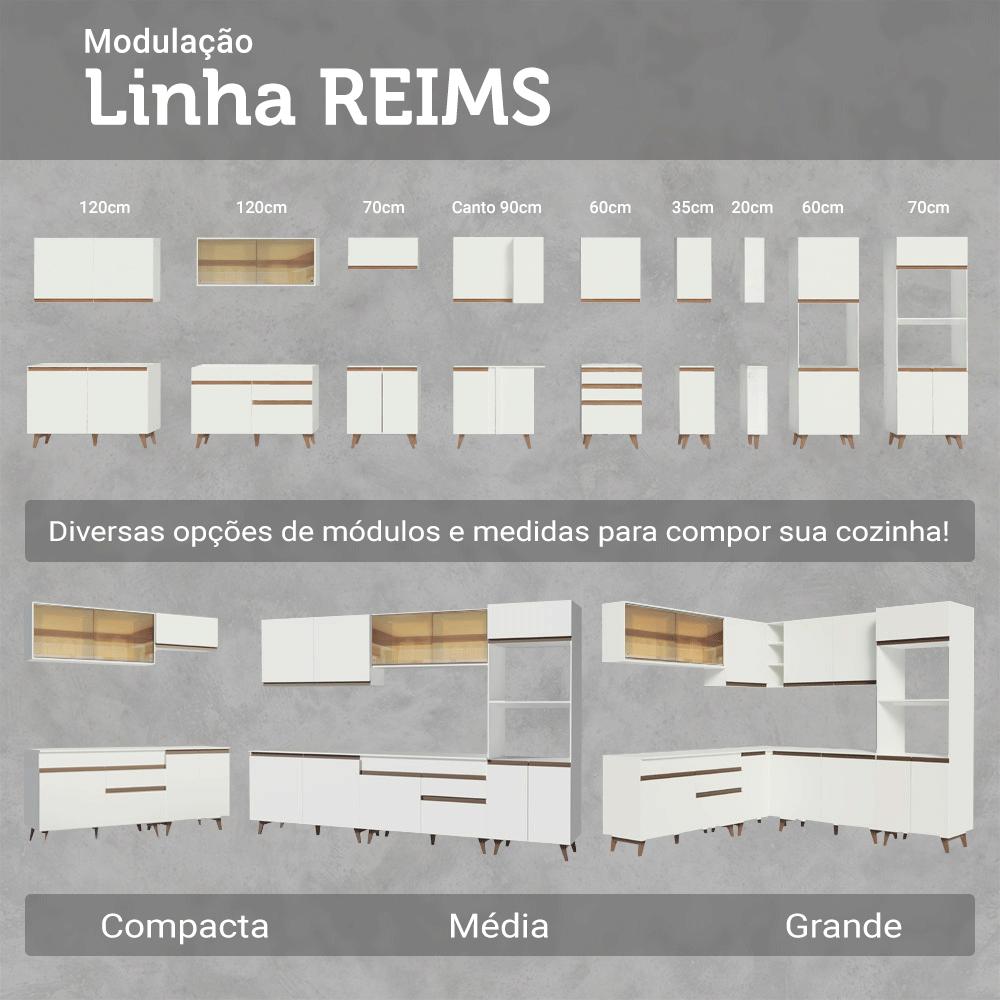 Armário de Cozinha Compacta 190cm Branco Reims Madesa 09 Branco