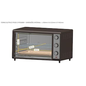 Miniatura Forno Elétrico Philco PFE65 com Grelha, Lâmpada Interna e Timer de 120 Minutos, Preto - 65 litros 110V