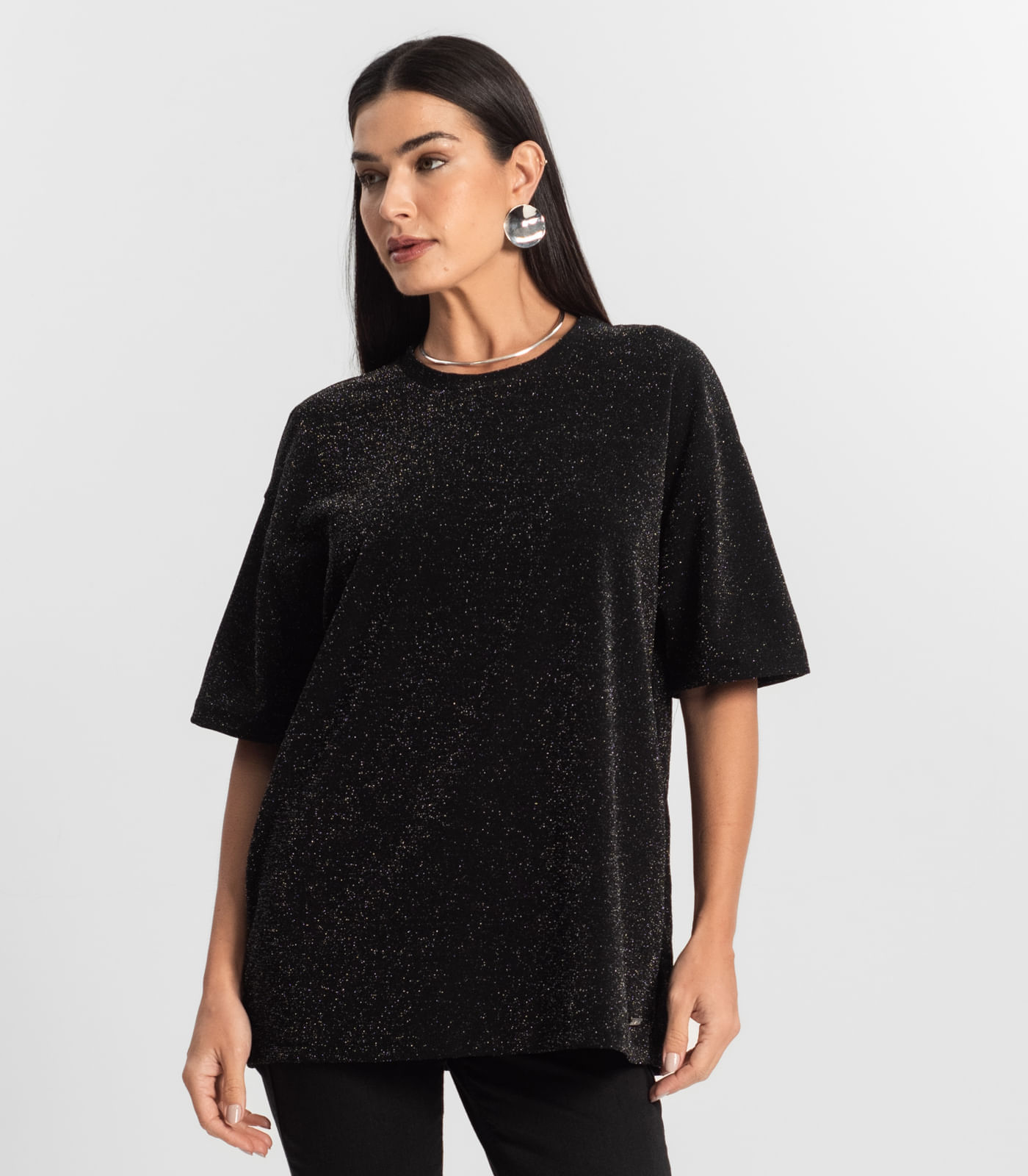 Miniatura Blusa Feminina T-Shirt Over Rovitex Preto G