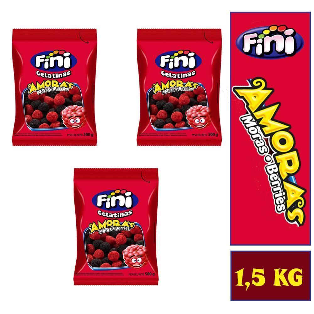 Miniatura Balas Fini Amoras Moras E Berries Gelatinas Pacotão 1,5 Kg