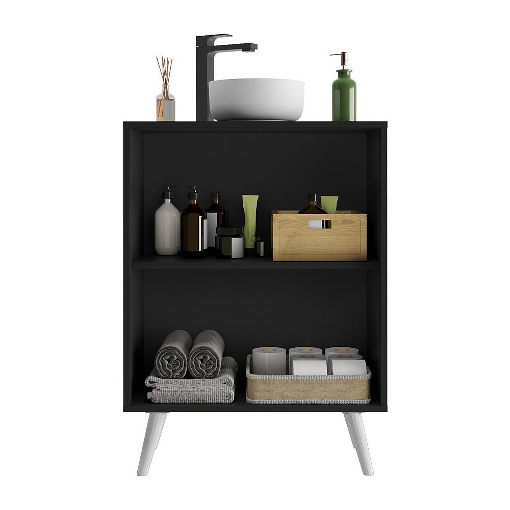 Gabinete Banheiro 2 Portas Retrô 63cm Multimóveis MP5006 Preto/Branco