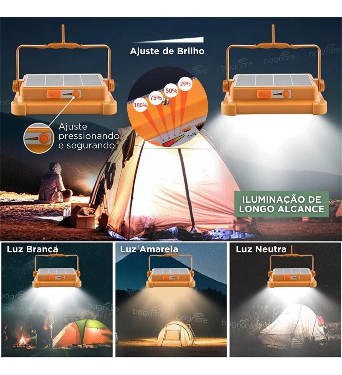 Lanterna Solar Led Prova Dágua Camping Recarregável Tática