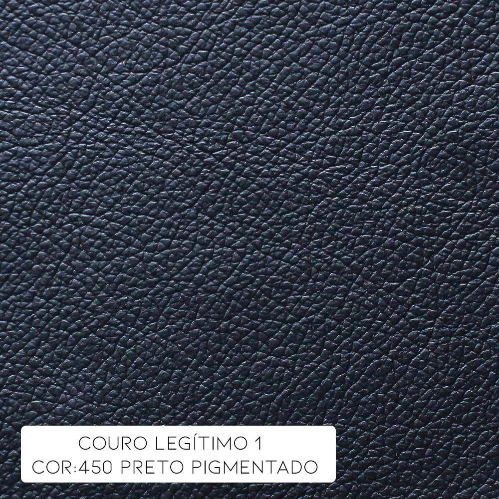 Miniatura Sofá 2 Lugares com Pés Madeira Couro Preto Gran Belo