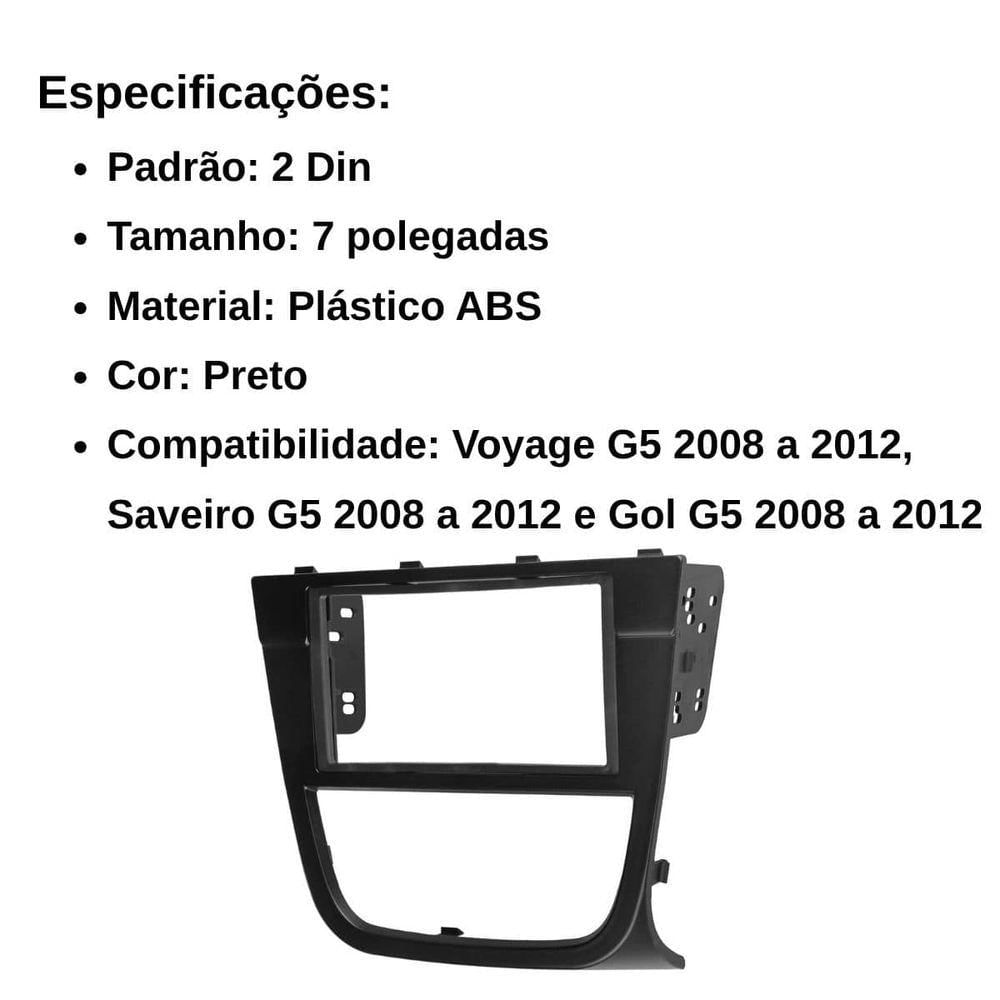 Miniatura Central Multimídia 2 Din Mp5 Gol G5 Câmera Moldura Tela Pt