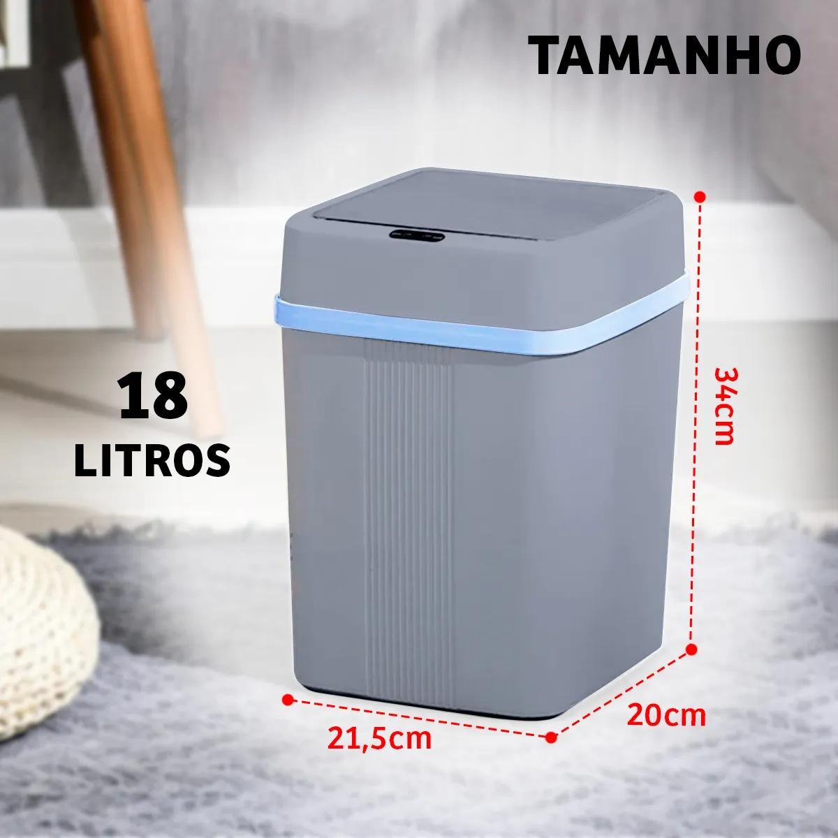 Lixeira Automática Com Sensor 18 Litros - Cinza