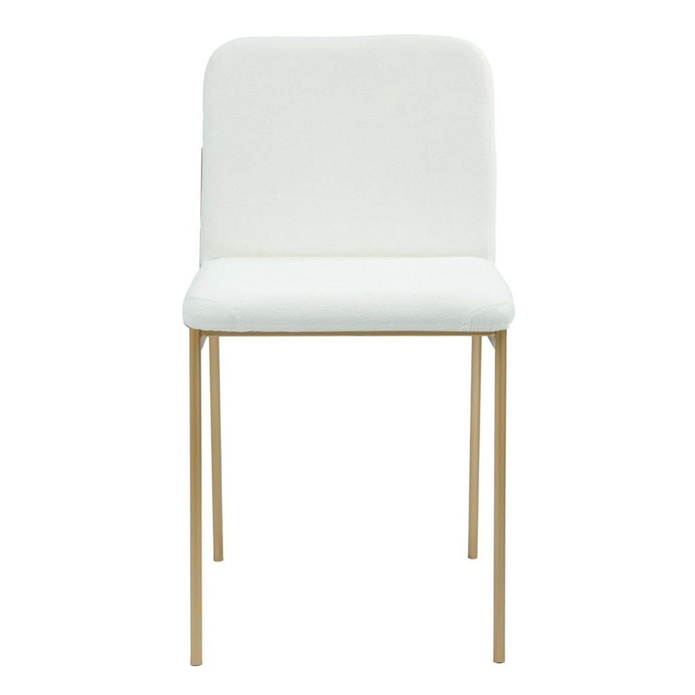 Miniatura Cadeira de Metal Para Sala de Jantar Chloe Estofada Dourado/Branco