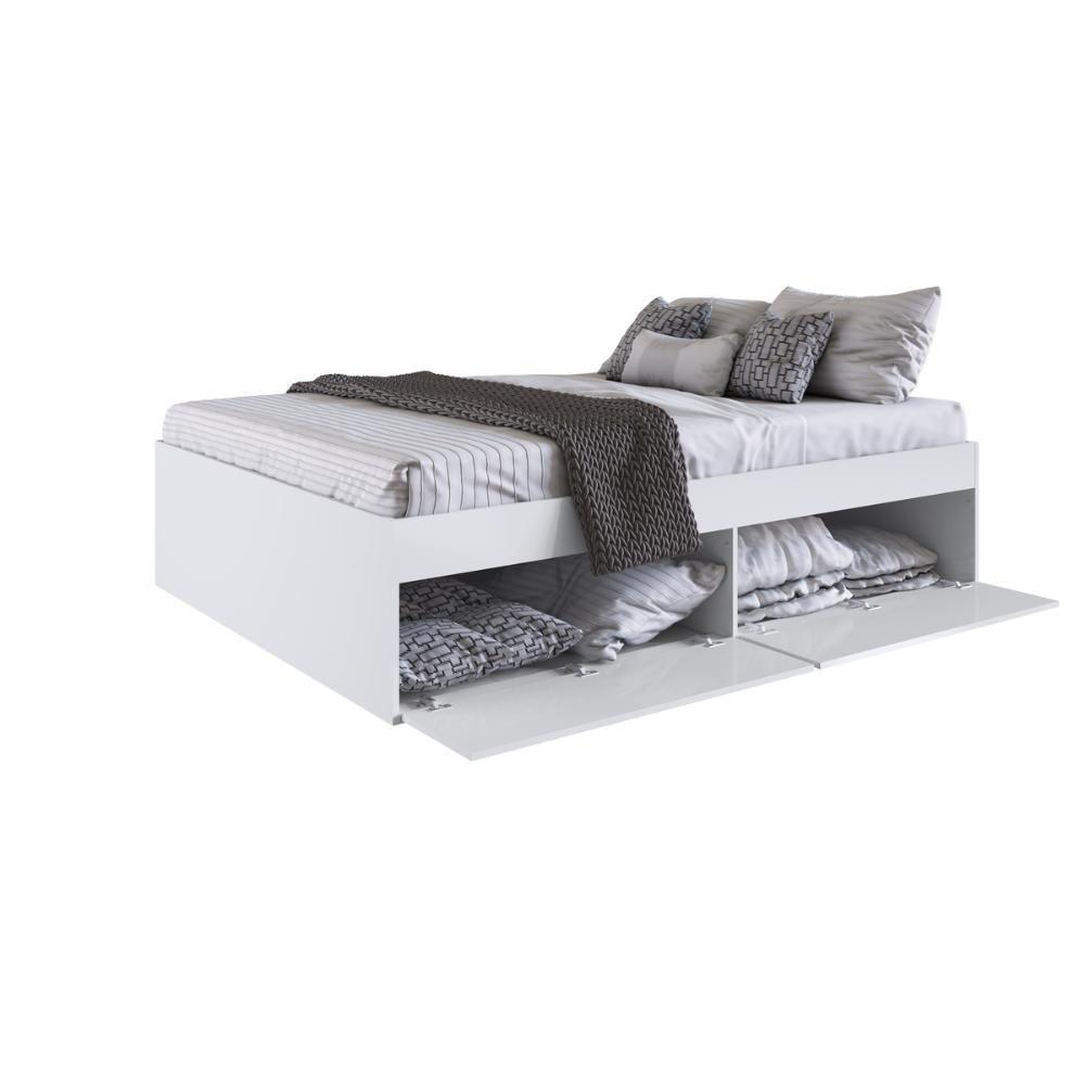 Miniatura Quarto Casal Com Cama Queen, Guarda Roupas E Mesas De Cabeceira 160 Tókio Branco