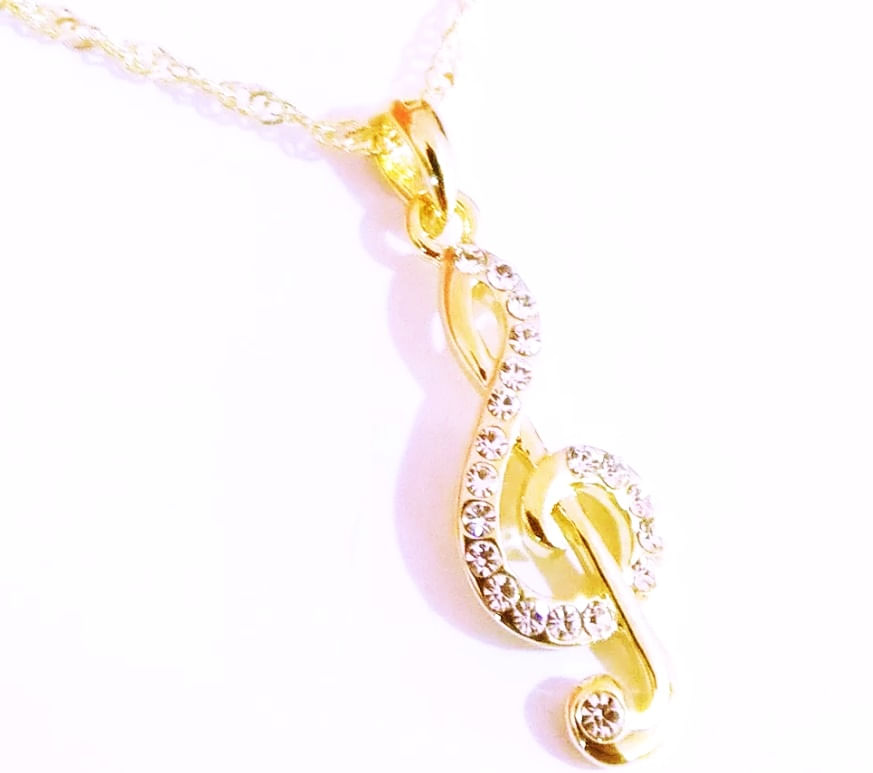 Miniatura Colar Cordão Nota Musical Música Folheado Ouro 18k