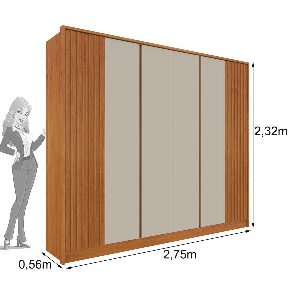 Miniatura Roupeiro 6 Portas Barcelona Ripado Tcil Cinamomo Off White