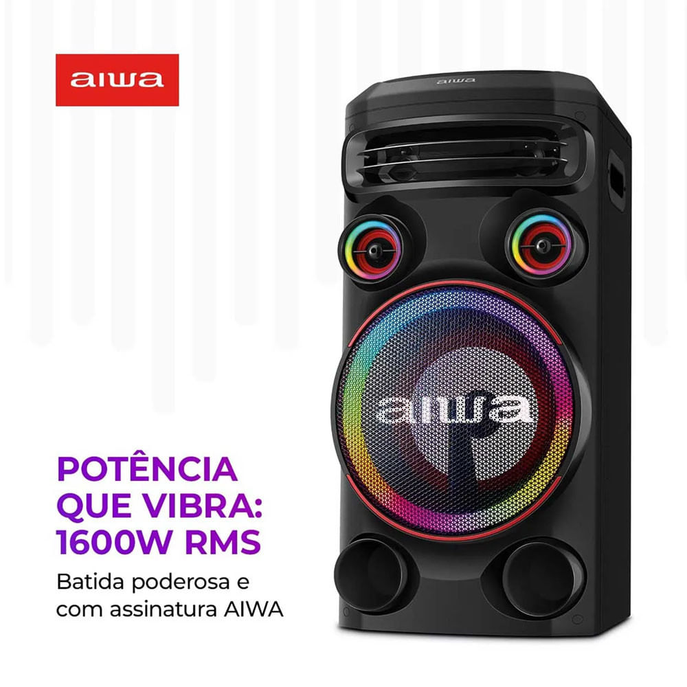 Caixa De Som Aiwa Torre Bluetooth 1600w AWS-T1W-02
