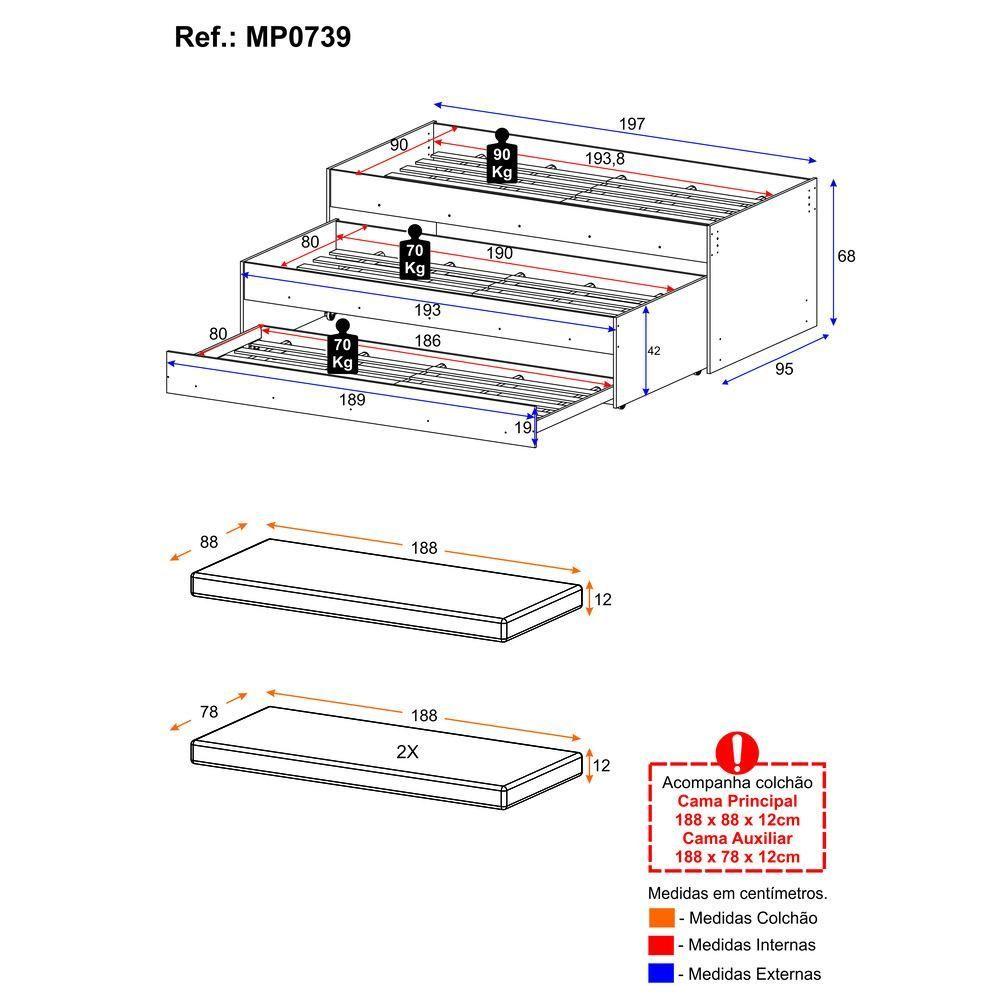 Miniatura Tricama Com Colchão Incluso Multimóveis Branco