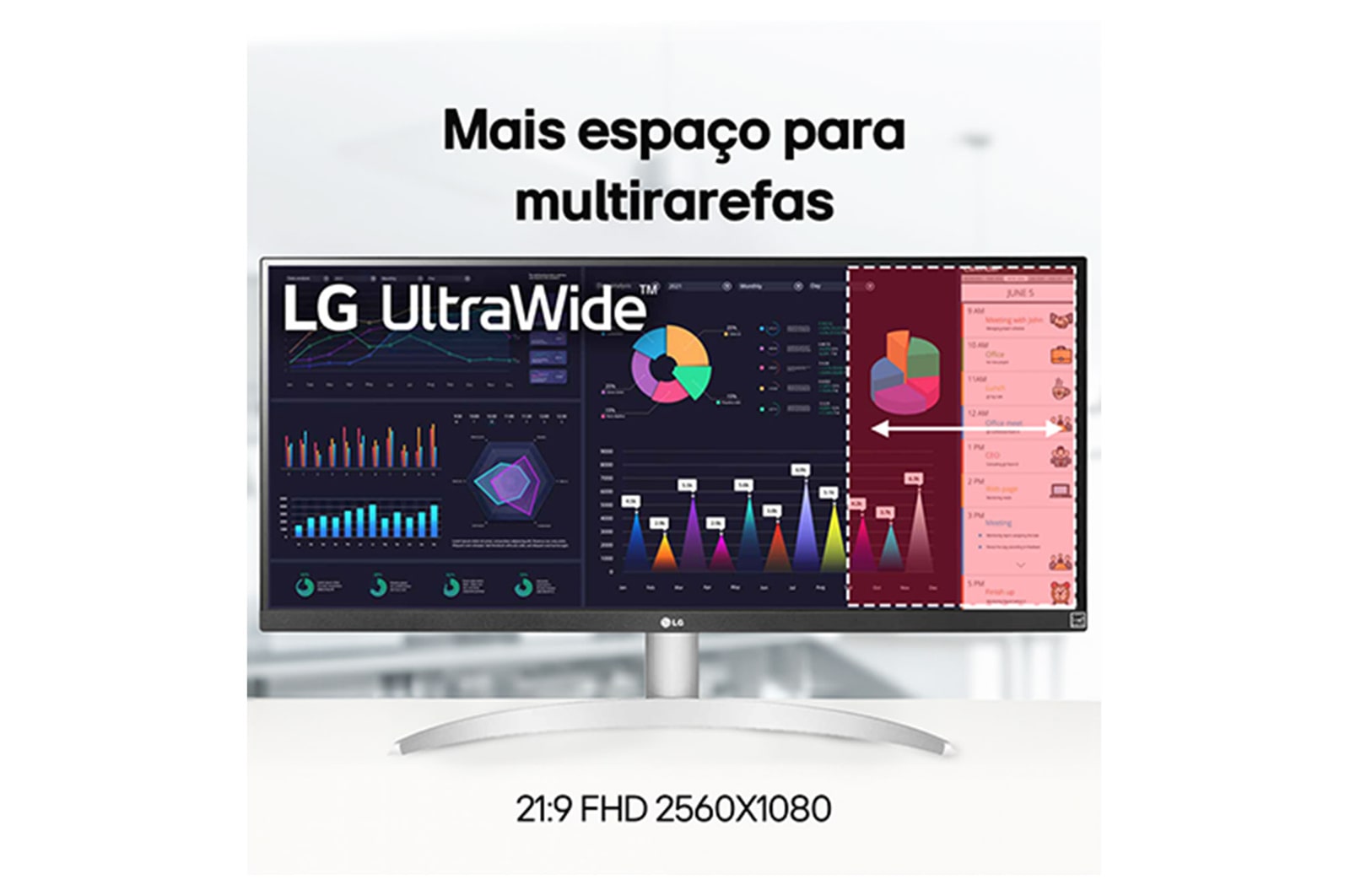 Miniatura Monitor LG UltraWide™️ 29WQ600B-W Tela IPS de 29", 21:9, USB-C, 7Wx2 MaxxAudio®, 1ms (MBR), 100Hz, AMD FreeSync™, sRGB 99%, HDR10