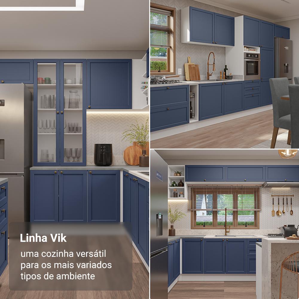 Miniatura Armário Aéreo 70 cm 1 Porta Basculante Branco/Azul Vik Madesa Branco/Azul